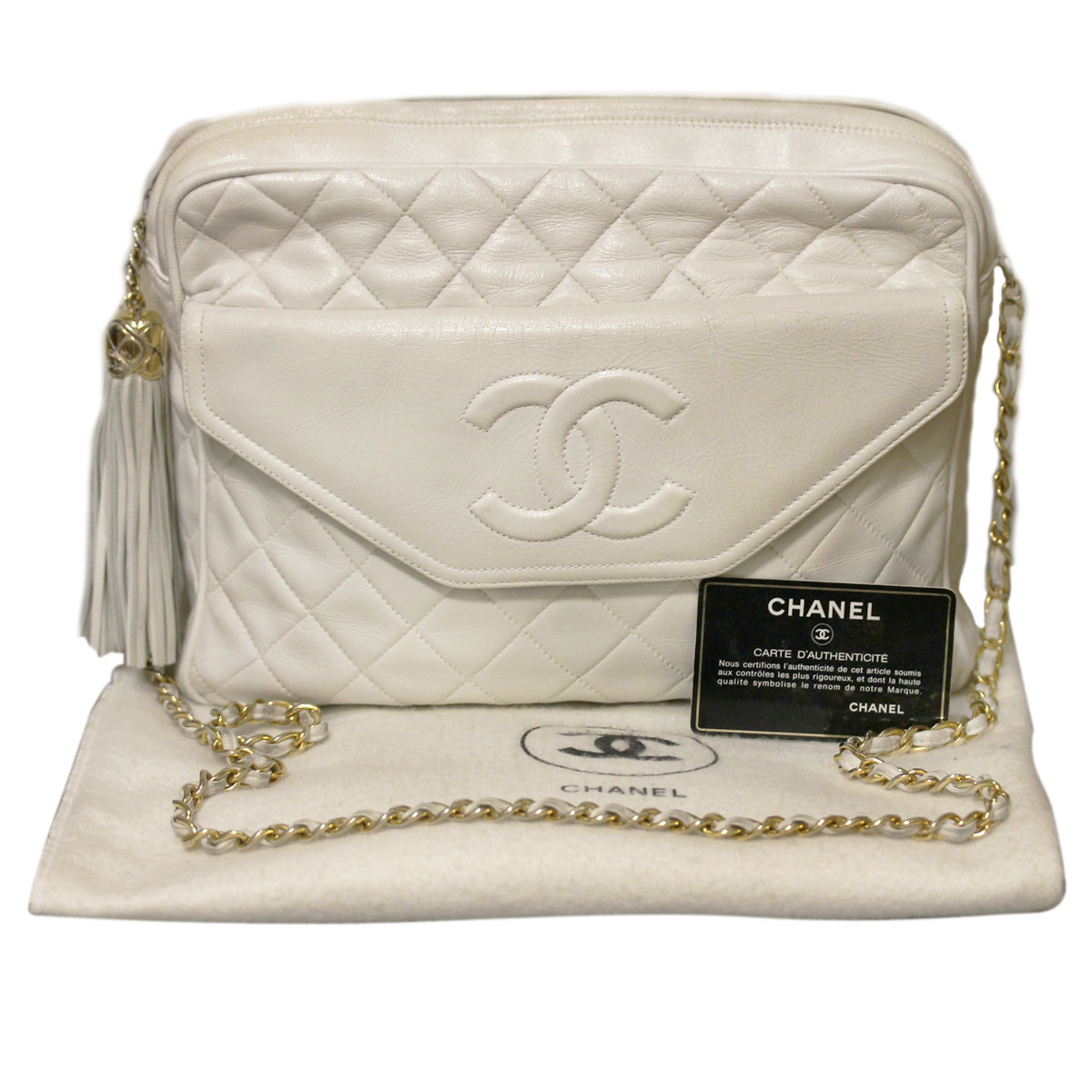 white chanel bag red interior