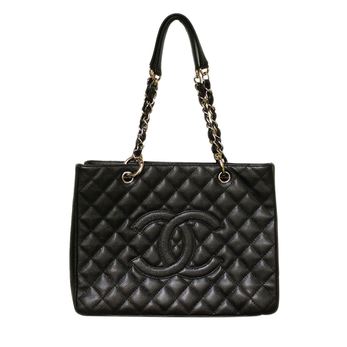 Authentic Chanel Black Grand Shopper Tote Silver Hardware