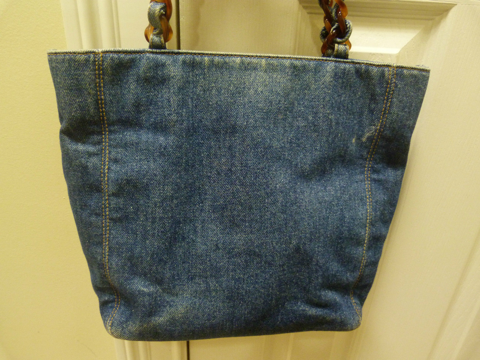 Boca Raton Shopping >> Authentic Chanel Denim Tote Bag Purse with Tortoise Shell Handles Boca Raton Shopping >> Authentic Chanel Denim Tote Bag Purse with Tortoise Shell Handles