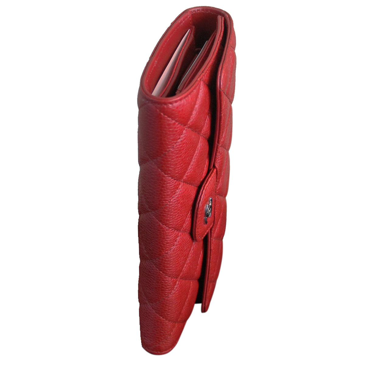 Authentic Chanel Red Caviar Wallet Clutch in Box