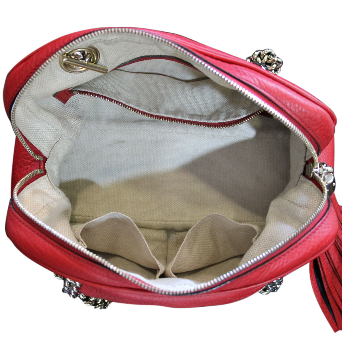 red interior bag