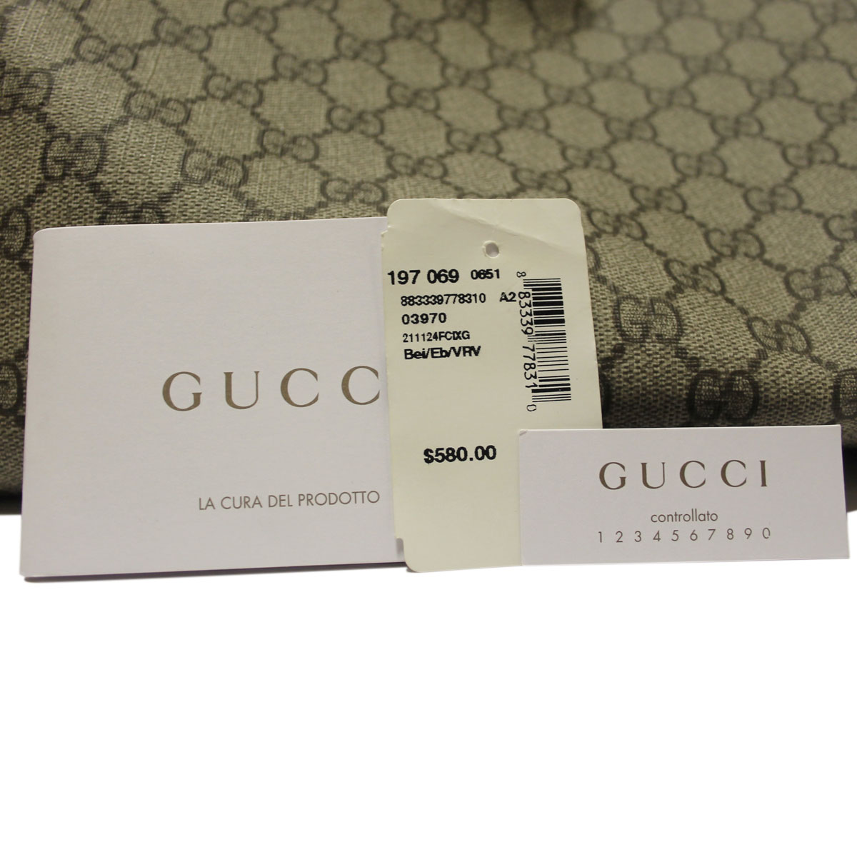 Gucci Large Monogram Coated Canvas Tote Travel Bag