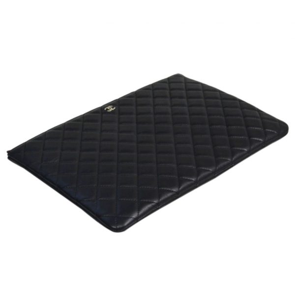 Chanel Black Quilted Lambskin Envelope Clutch iPad Case No. 20