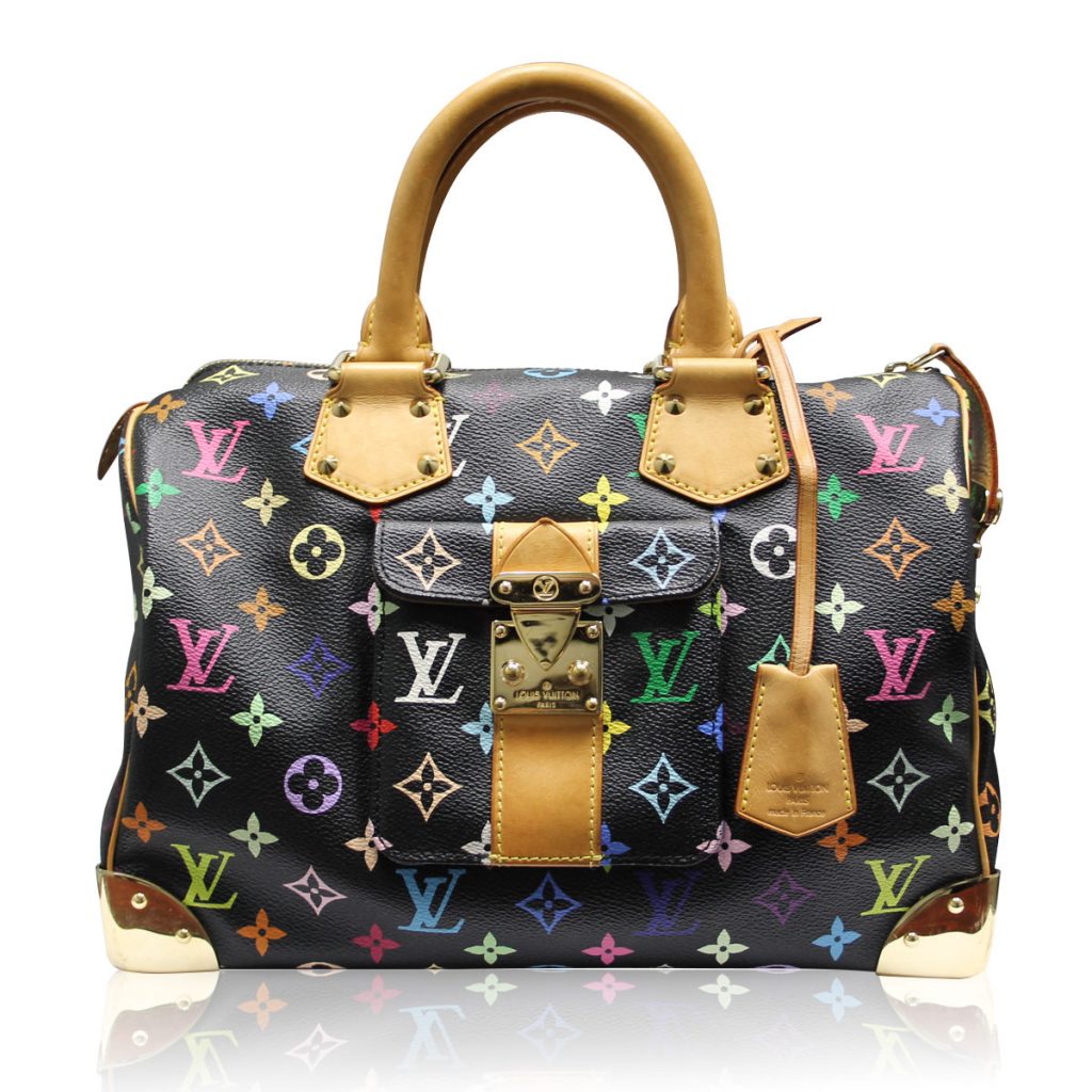 Louis Vuitton Murakami Speedy 30 Black Multicolor Handbag in Box