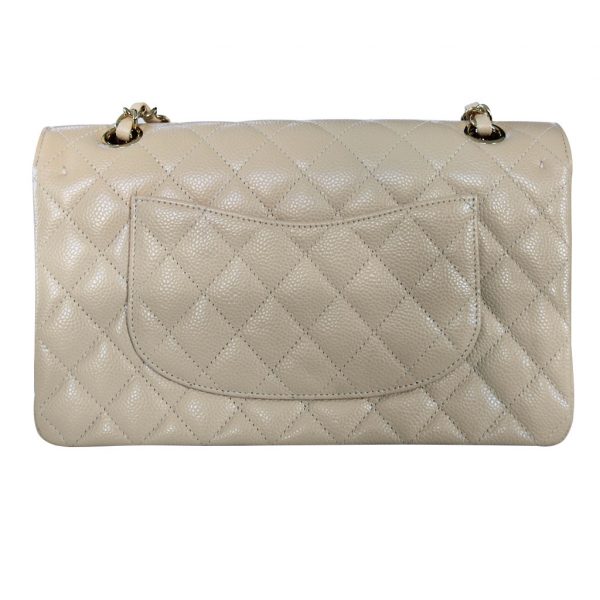 chanel classic flap bag caviar medium beige
