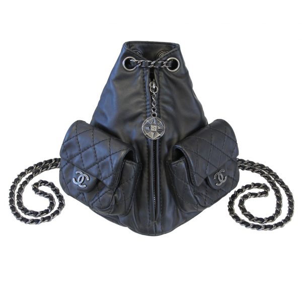 Chanel Mini Backpack is Back Black Lambskin SHW Purse in Dust Bag