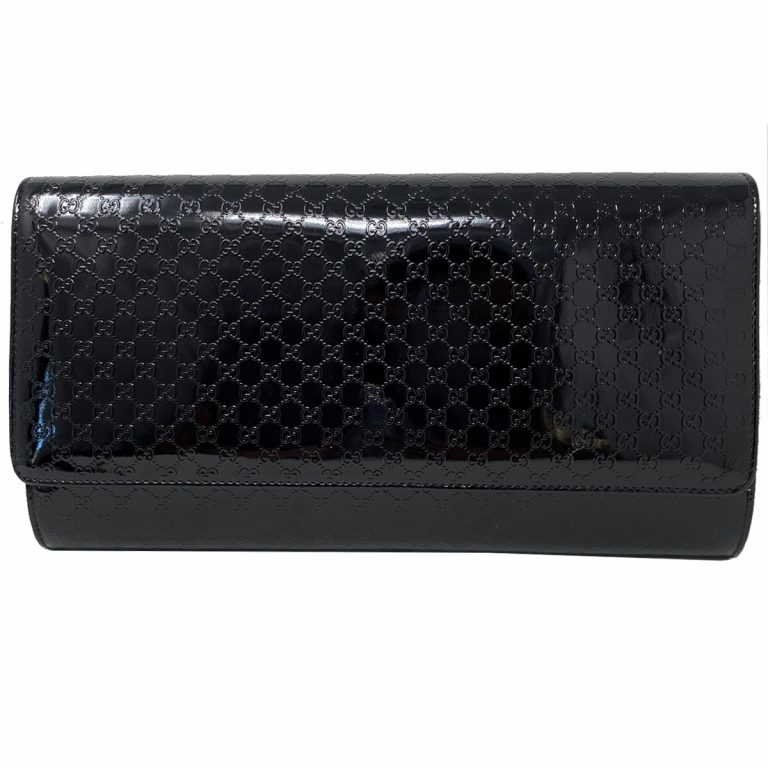 gucci black patent leather clutch