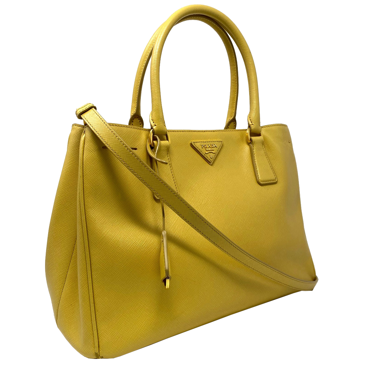 Authentic Prada Saffiano Lux Mustard Medium Tote Bag Authentic Prada Saffiano Lux Mustard Medium Tote Bag