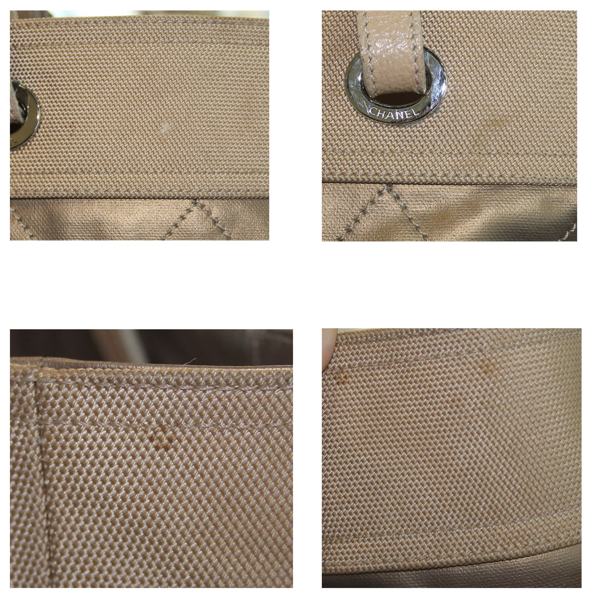 Chanel Gold Nylon and Leather Tote Bag Boca Raton