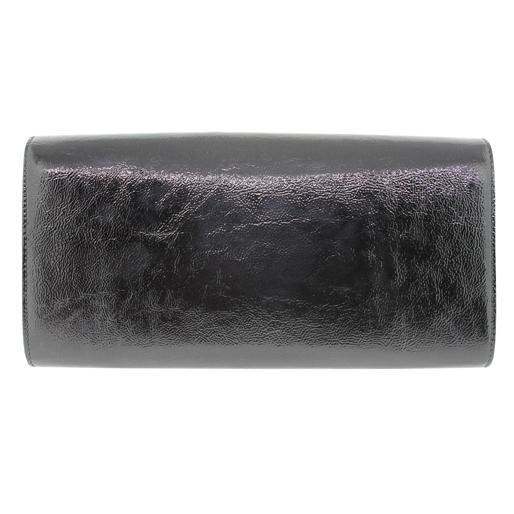 YSL-clutch-back YSL Yves Saint Laurent Belle De Jour Black Patent Leather Clutch