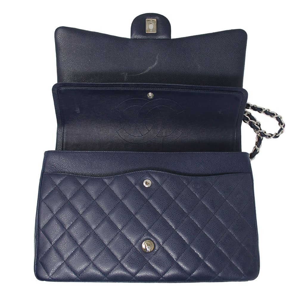blue-chanel-bag-1 Chanel Maxi Caviar flap bag