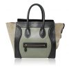 Preowned Celine Tri Color Green/Black/Taupe Calf Leather Suede Large Phantom Handbag Boca Raton