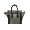 Authentic Celine Tri Color Green/Black/Taupe Calf Leather Suede Large Phantom Handbag