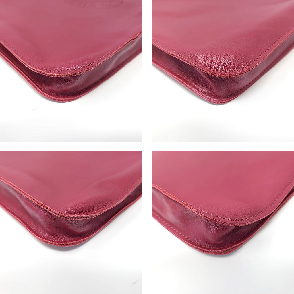 7 authentic Hermes Paris Clou De Selle Fuschia Logo Messenger Crossbody Bag