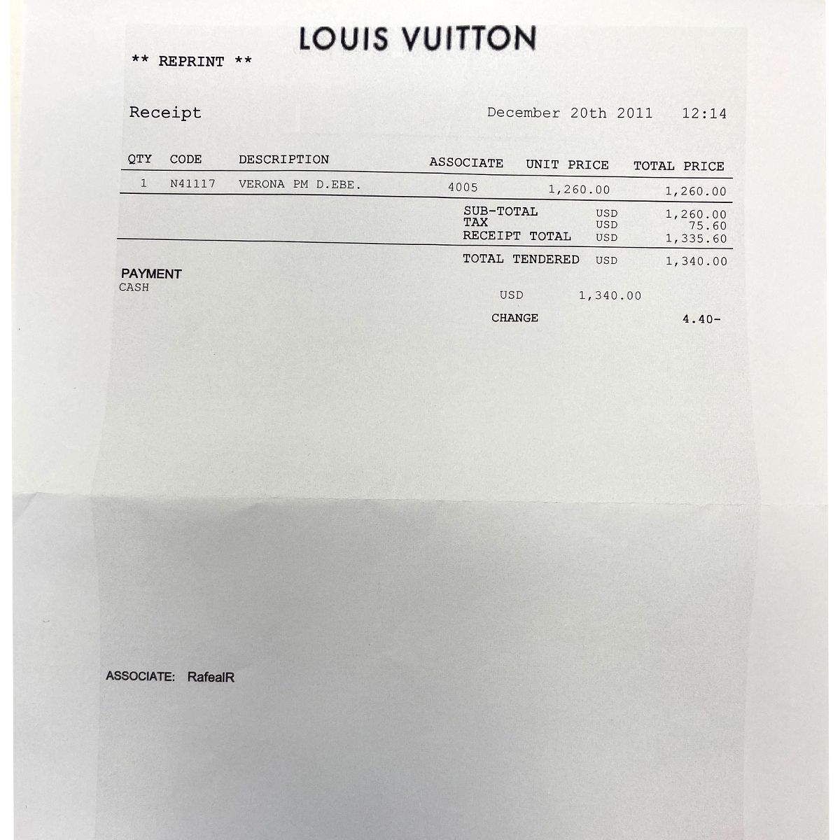 Louis Vuitton Verona PM Damier Ebene Canvas Handbag