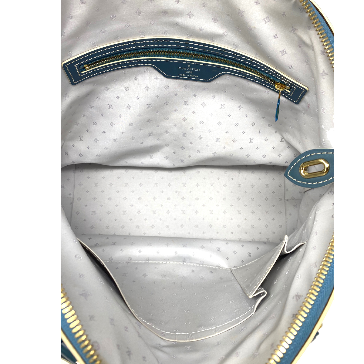 Louis Vuitton Suhali MM Lockit Blue Leather Tote Handbag