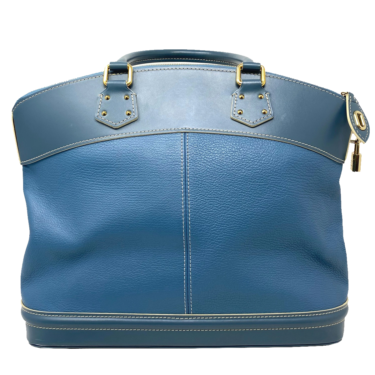 Louis Vuitton Suhali MM Lockit Blue Leather Tote Handbag