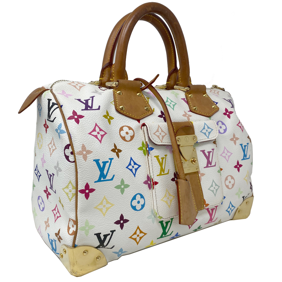 Louis Vuitton x Takashi Murakami Speedy Monogram 30 White Multicolor Handbag