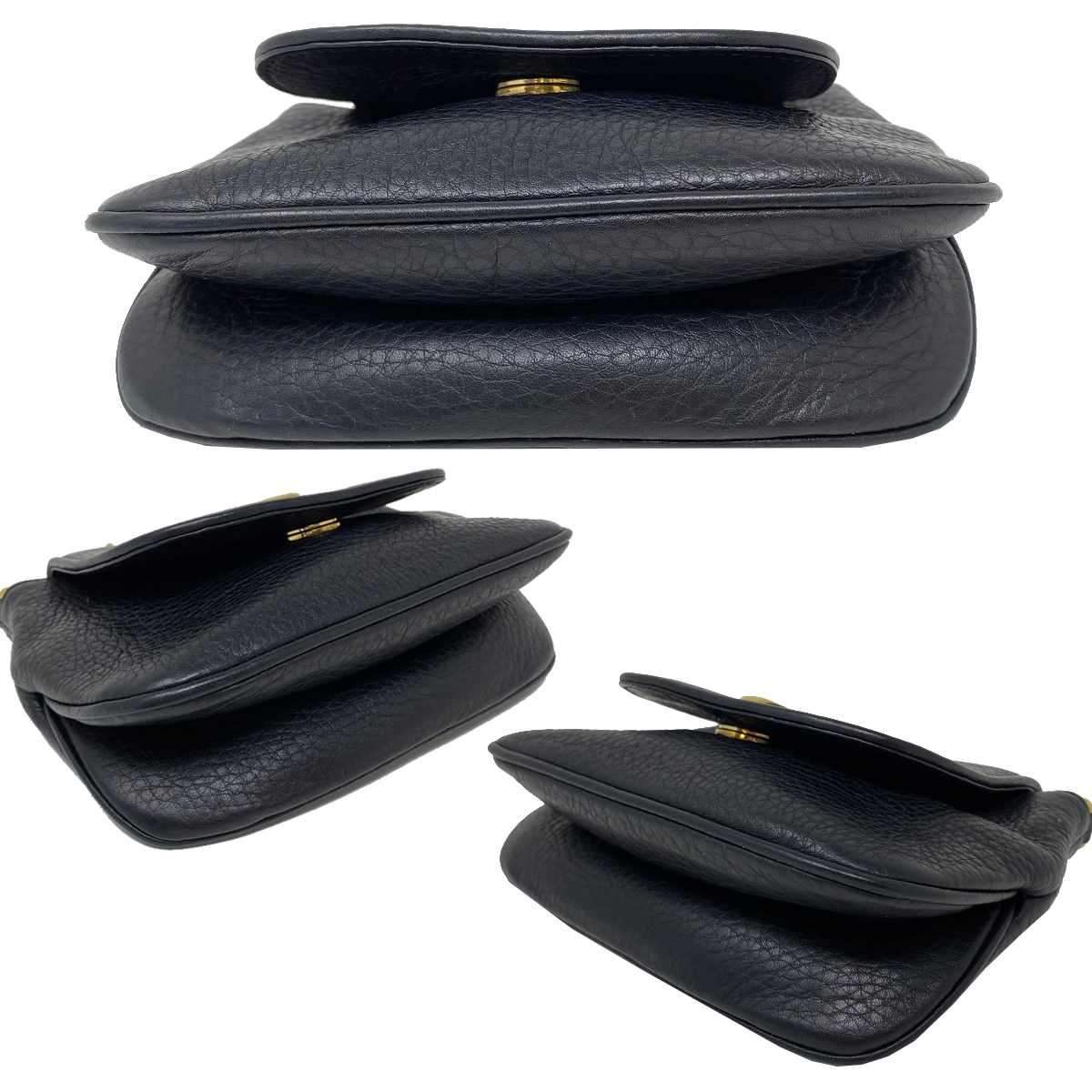 Gucci 1973 Small GHW Black Pebbled Leather Crossbody Bag