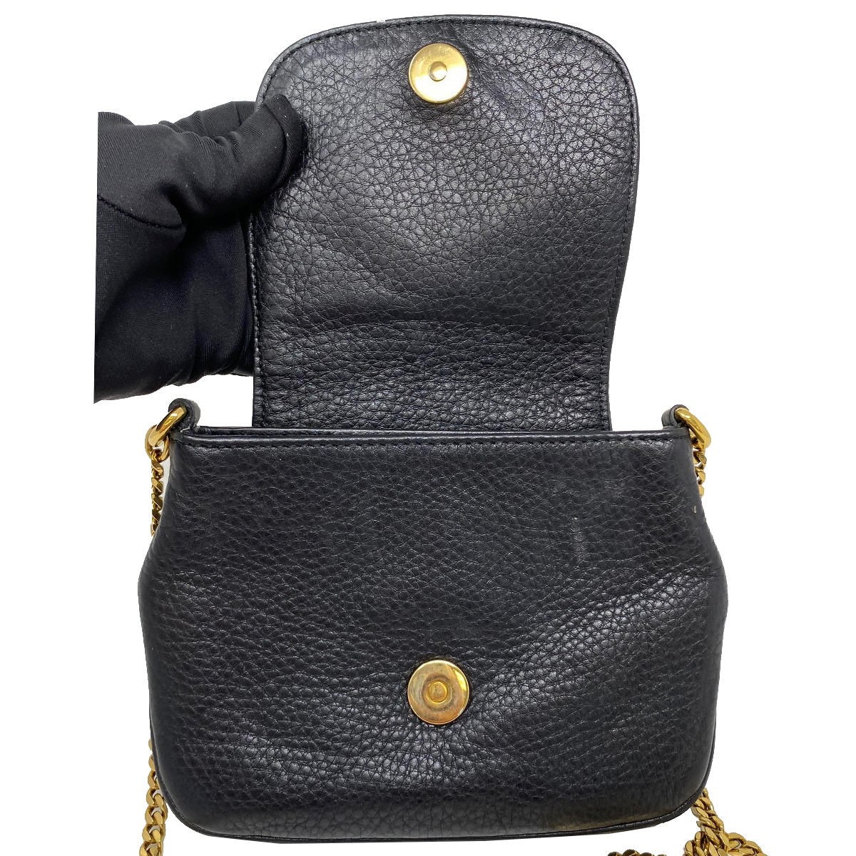 Gucci 1973 Small GHW Black Pebbled Leather Crossbody Bag
