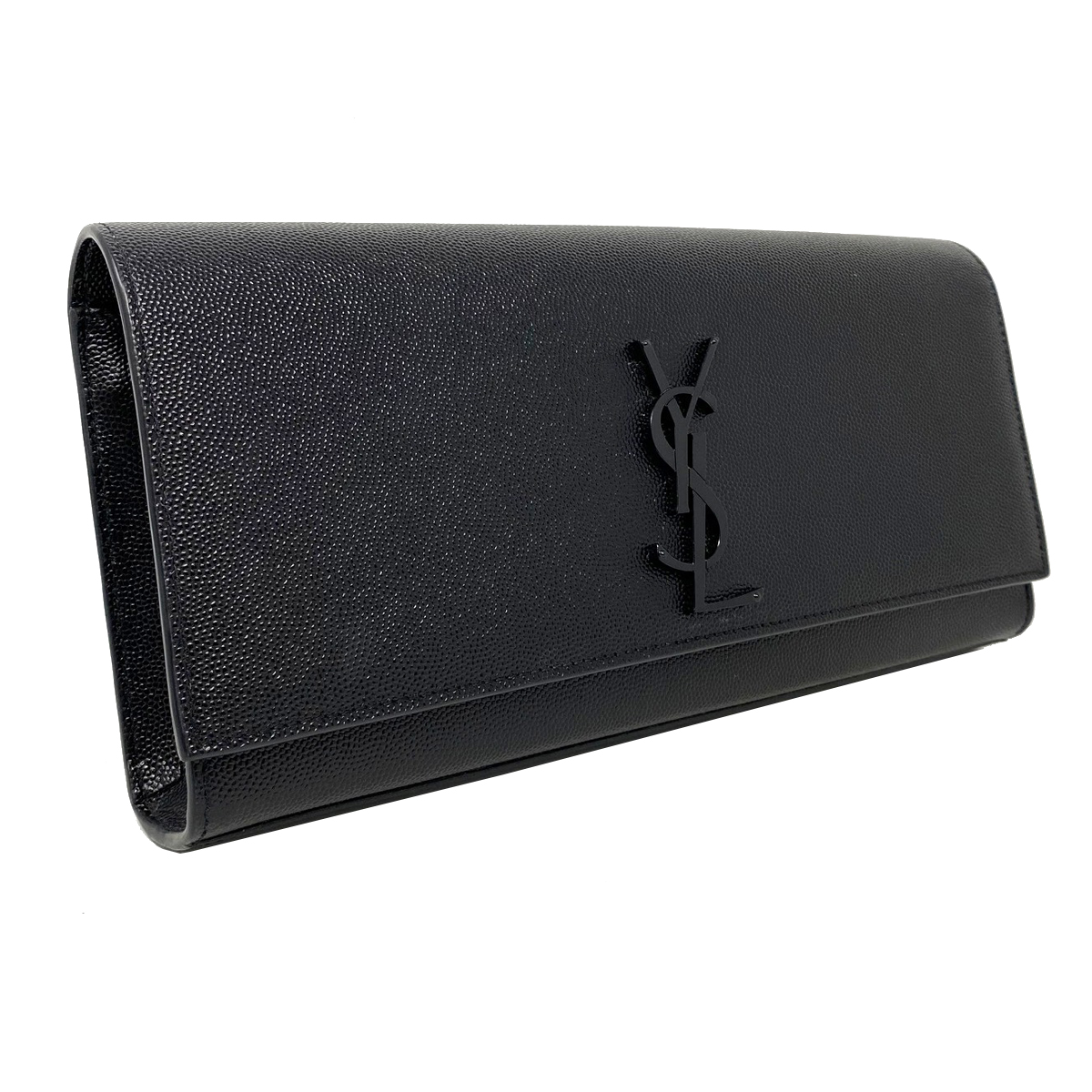 YSL Yves Saint Laurent Kate Black Pebbled Leather Clutch YSL Yves Saint Laurent Kate Black Pebbled Leather Clutch
