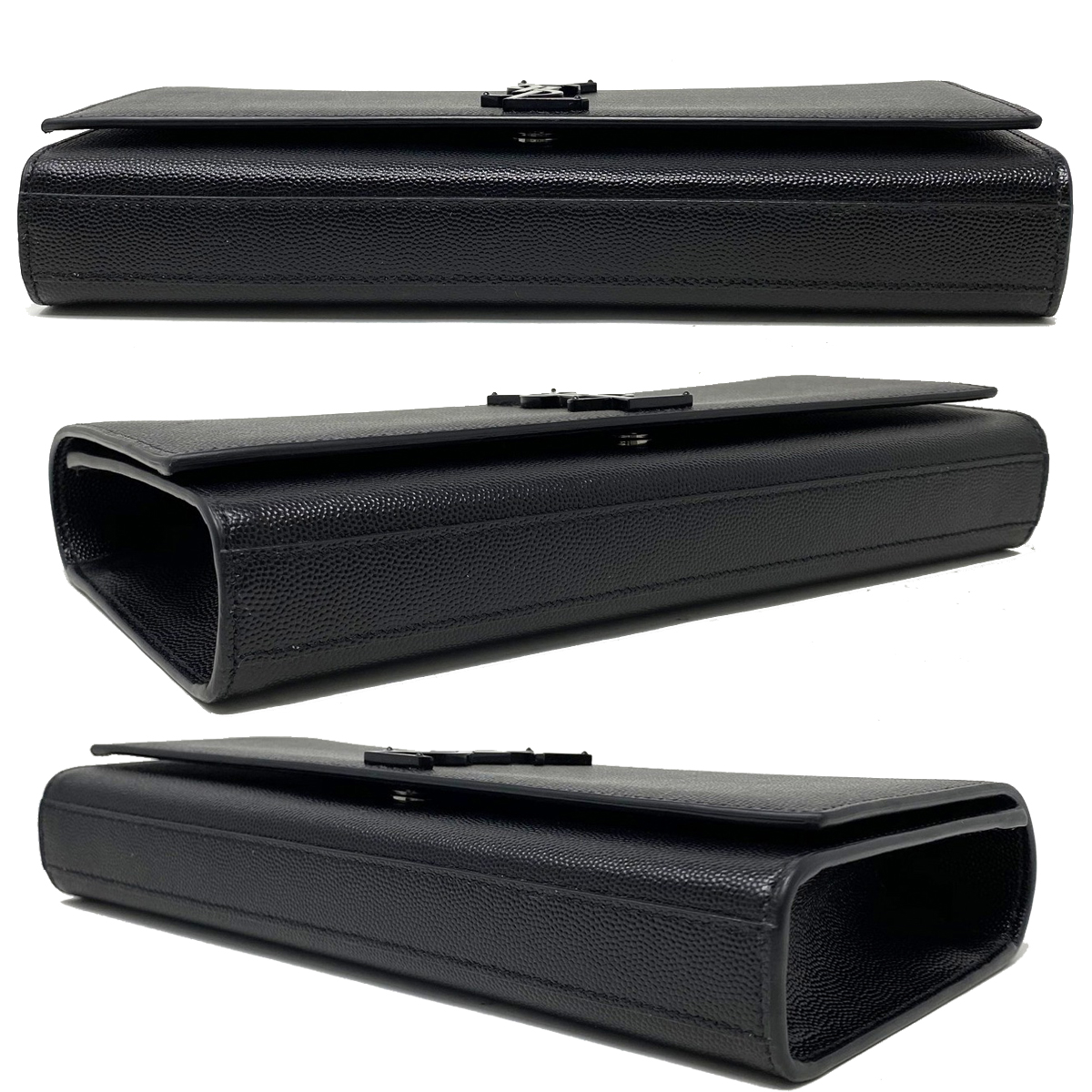 YSL Yves Saint Laurent Kate Black Pebbled Leather Clutch YSL Yves Saint Laurent Kate Black Pebbled Leather Clutch