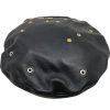 Louis Vuitton Embellished Grommets Black Leather Beret Hat With Box