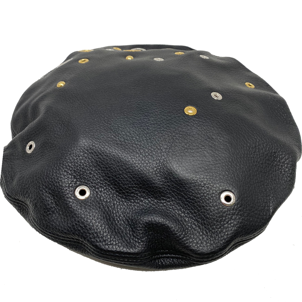 Louis Vuitton Embellished Grommets Black Leather Beret Hat With Box Louis Vuitton Embellished Grommets Black Leather Beret Hat With Box