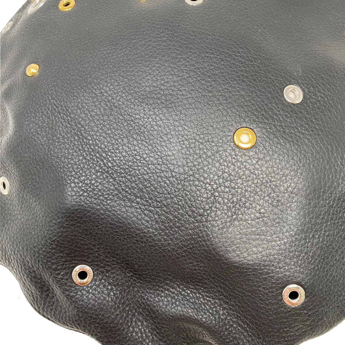 Louis Vuitton Embellished Grommets Black Leather Beret Hat With Box Louis Vuitton Embellished Grommets Black Leather Beret Hat With Box