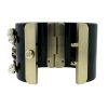 CHANEL Black and Gold Resin CC Pearl Chain Wide Cuff Bracelet