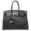 Hermes Birkin 35 Bag Togo Black Leather Palladium Hardware Top Handle Handbag