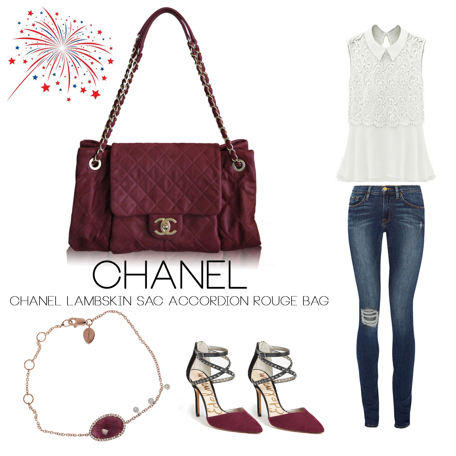 Chanel Sac Accordion Rouge Flap Bag Boca Raton