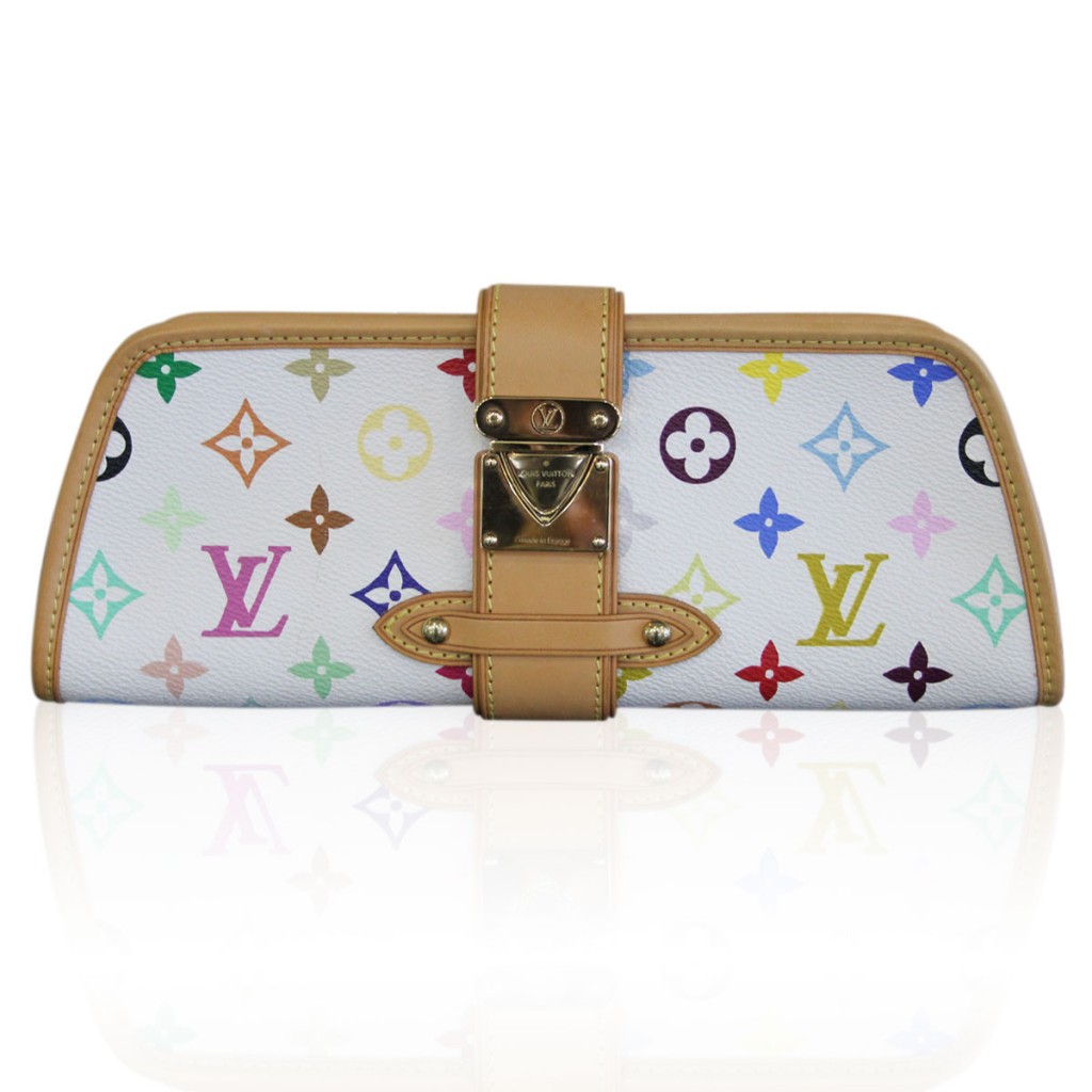 AUTHENTIC Louis Vuitton Shirley Clutch White Multicolor PREOWNED