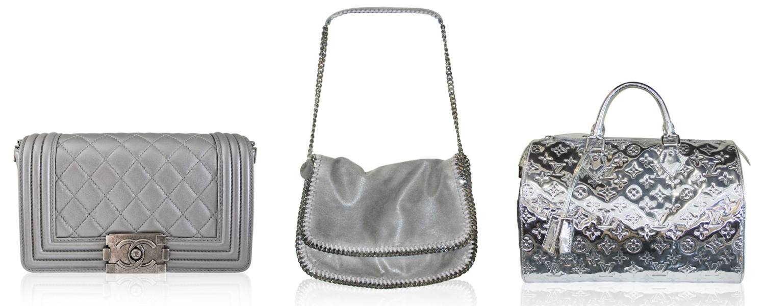 silver designer handbags